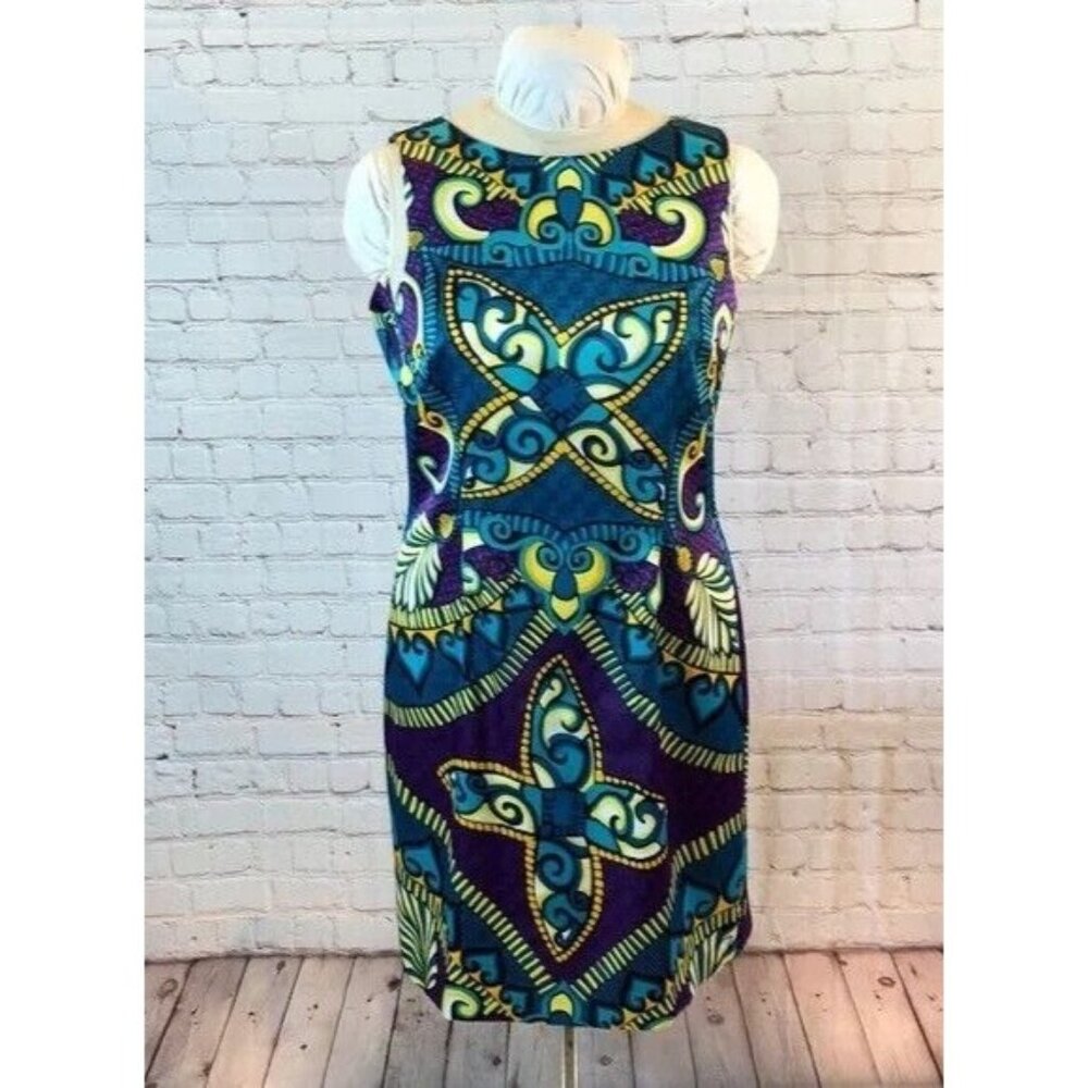 ALYX Limited Dress Jewel Medallion Pattern Multicolored Sheath Sleeveless Sz 12